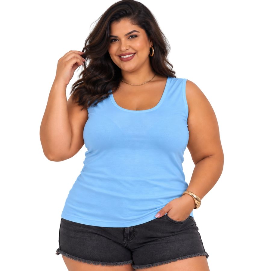 Regata Feminina Plus Size Al�a Larga B�sica 2005.1A